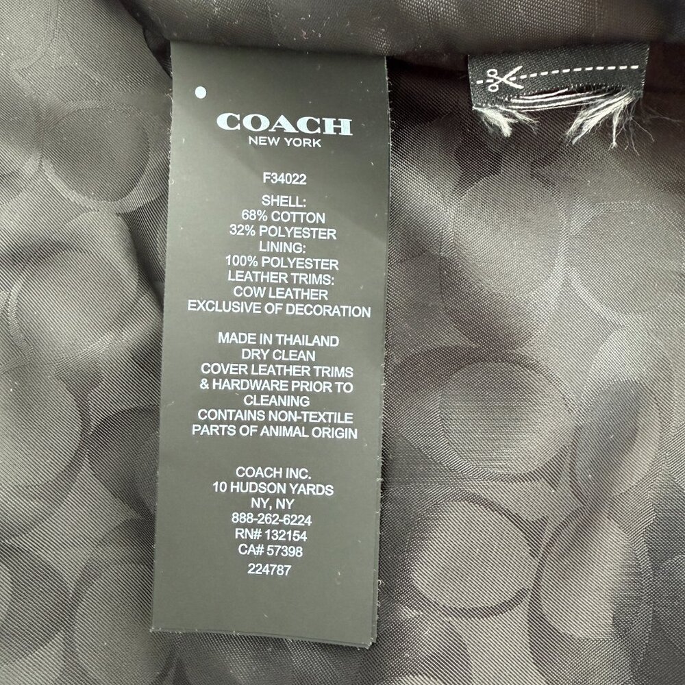 COACH Short Double Breasted Beige Belted Trench Coat Jacket Large - Picture 16 of 16
